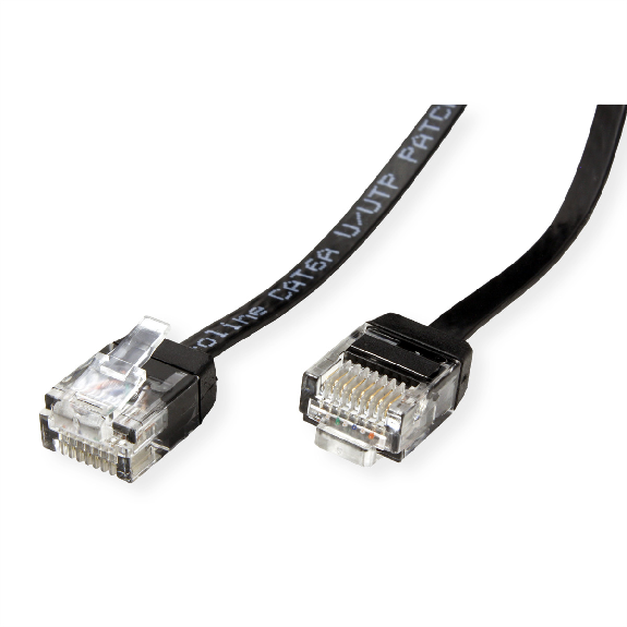 ROLINE UTP Patchkabel Kat.6A (Class EA), extra-flach, schwarz, 0,5 m-Beschreibung lesen