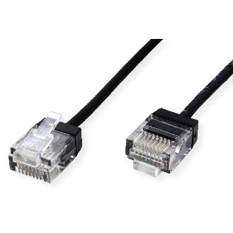 ROLINE UTP DataCenter Patchkabel Kat.6A (Class EA), LSOH, slim, extra kurzer Stecker, schwarz, 1 m-Beschreibung lesen