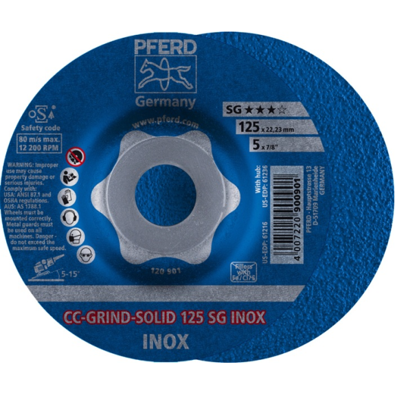 Schleifscheibe CC-GRIND-SOLID SG INOX D125xSmm gekr.INOX-Beschreibung lesen