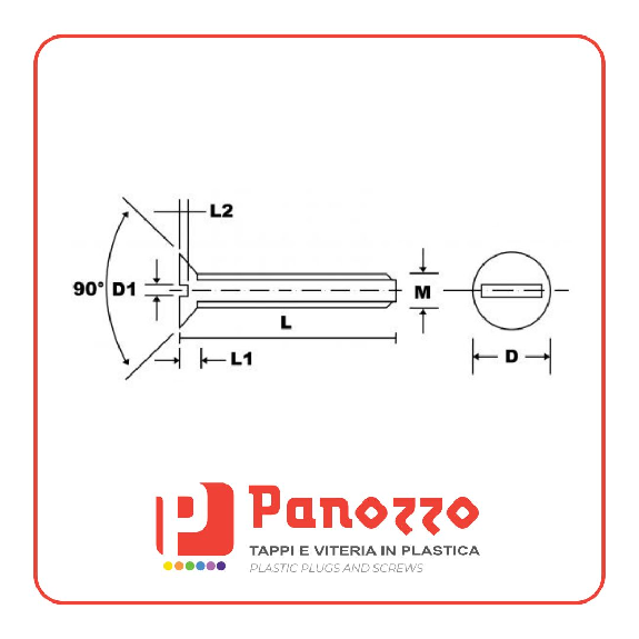Vite in plastica nylon a testa svasata M4X10mm - Colore Naturale - Prezzo per multipli di 100 pz.-Leggi tutto