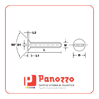Vite in plastica nylon a testa svasata M6X25mm - Colore Naturale - Prezzo per multipli di 100 pz.-Leggi tutto