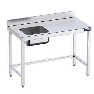 Mesa Inox.  cubeta izquierda sin estante 1400x700 mm-Leer más