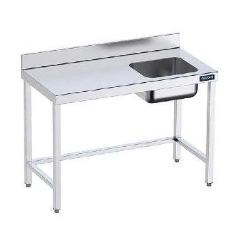 Mesa Inox. cubeta derecha sin estante 1400x700 mm-Leer más