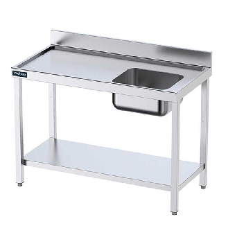 Mesa MURAL Inox. Prelavado con cubeta Derecha 1100 (longitud)-Leer más