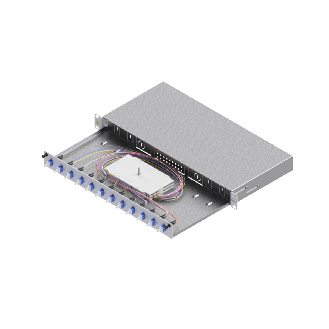 Tiroir FO pour fusion basique catégorie C, 19" 1U, 12 ports, 12x LC-duplex, OS2-Lire la description