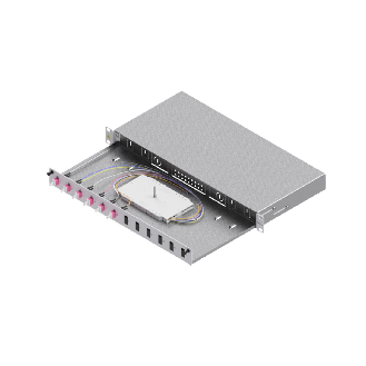 Tiroir FO pour fusion basique catégorie C, 19" 1U, 12 ports, 6x LC-duplex, OM4-Lire la description