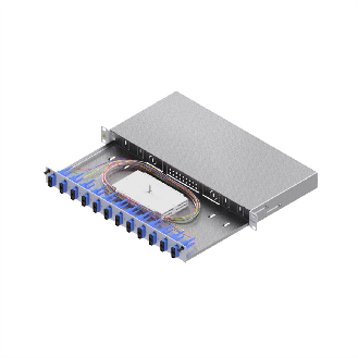 Tiroir FO pour fusion basique catégorie C, 19" 1U, 12 ports, 12x SC-duplex, OS2-Lire la description