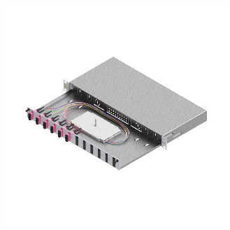 Tiroir FO pour fusion basique catégorie C, 19" 1U, 12 ports, 6x SC-duplex, OM4-Lire la description