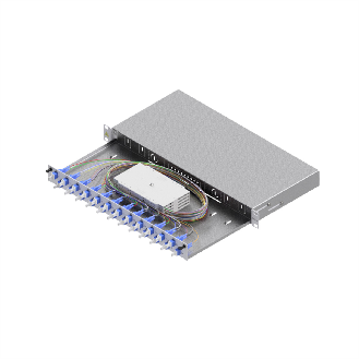 Tiroir FO pour fusion basique catégorie C, 19" 1U, 24 ports, 24x LC-duplex, OS2-Lire la description