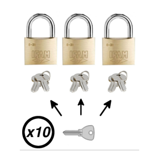 Lot de 10 cadenas laiton E30 avec clé passe-Lire la description