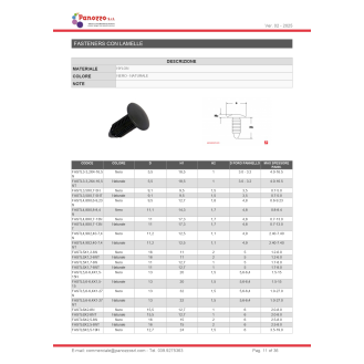 Rivetto in plastica ad albero con lamelle 10,0x1,5-20,0mm-Leggi tutto