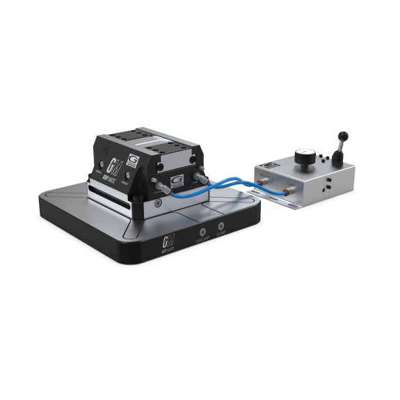 Piastra di interfaccia semi-automatica per morsa gripmatic Art.670PN con innesto aria tramite attacco rapido e gestione del sistema manuale tramite selettore - Art.670CP T.4-Leggi tutto