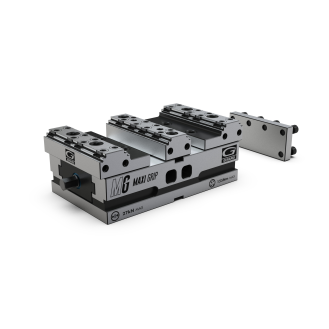 Morsa maxigrip  Art.685 T.4x270 3 in 1 con 2 ganasce mobili insertgrip Art.682K/G01 , una fissa Art.683K/G01 e piastra laterale per serraggio singolo Art.680U-Leggi tutto