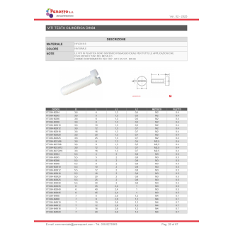 Vite in plastica a testa cilindrica DIN84 M6X16mm - Colore Nero - Prezzo per multipli di 100 pz.-Leggi tutto