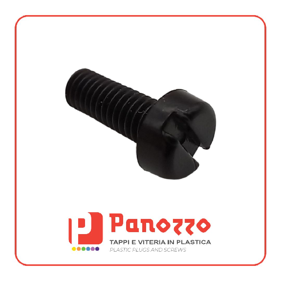 Vite in plastica a testa cilindrica DIN84 M4X20mm - Colore Nero - Prezzo per multipli di 100 pz.-Leggi tutto