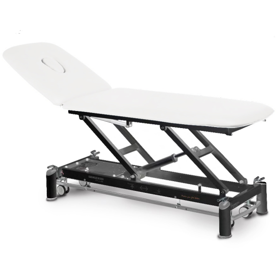 Tavolo elettrico a 2 piani Picasso club, schienale proclive declive (Telaio Grigio, Base, Tex White)-Leggi tutto