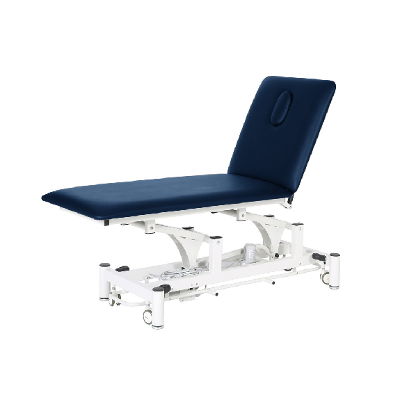Table électrique 2 plans Pluton dossier proclive/déclive (Navy Blue, Châssis Blanc) Table électrique 2 plans Pluton dossier proclive/déclive (Navy Blue, Châssis Blanc)-Lire la description