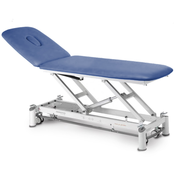 Tavolo elettrico a 2 piani Picasso club, schienale proclive declive (Telaio Bianco, Base, Tex Delft)-Leggi tutto
