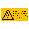 Warn-Kombischild Vorsicht Spannung! Auch bei..., RoHS konform, Folie, 52x26mm, 10/BOG, ASR A1.3, DIN EN ISO 7010 W012