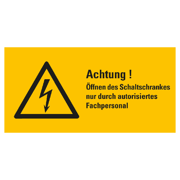 Warn-Kombischild Achtung! Öffnen des..., RoHS konform, Folie, 52x26mm, 10/Bogen, ASR A1.3, DIN EN ISO 7010 W012-Beschreibung lesen