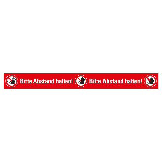 Bodenmarkierung Bitte Abstand halten!, R10, Bodenmarkierungsfolie, 50x500mm, ASR A1.3, DIN 4844/P006-Beschreibung lesen