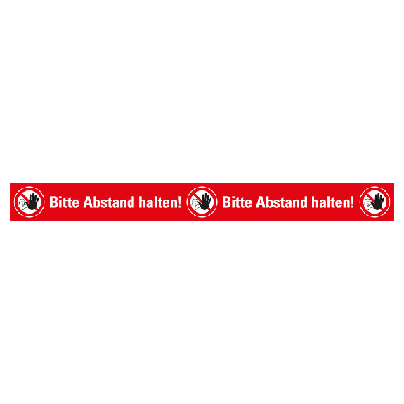 Bodenmarkierung Bitte Abstand halten!, R10, Bodenmarkierungsfolie, 50x500mm, ASR A1.3, DIN 4844/P006-Beschreibung lesen