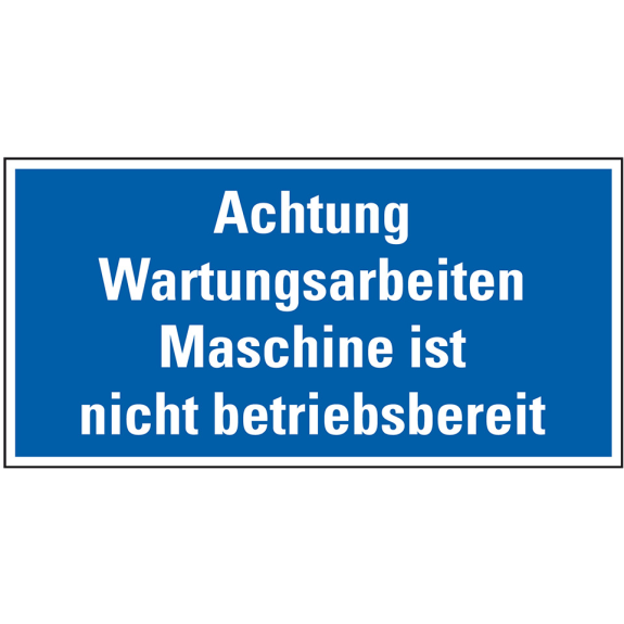 Maschinen-Hinweisschild Achtung Wartungsarb.!..., blau/weiß, Magnetfolie, 300x150mm-Beschreibung lesen