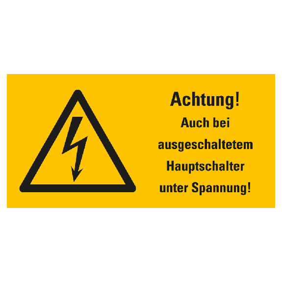 Warn-Kombischild Achtung! Auch bei ausgesch..., RoHS konform, Folie, 52x26mm, 10/BOG-Beschreibung lesen