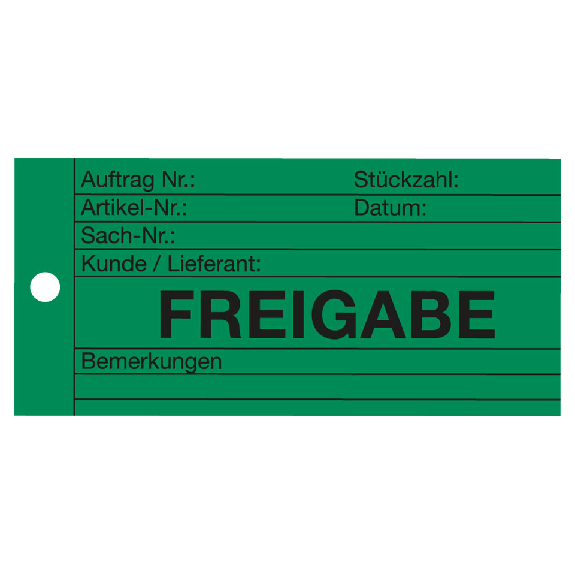 Anhänger Freigabe, grün, Karton, 66x140mm, 100/VE Anhänger Freigabe, grün, Karton, 66x140mm, 100/VE-Beschreibung lesen