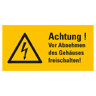 Kombi-Warnschild Achtung! Vor Abnehmen des..., Folie, selbstklebend, 37x74mm-Beschreibung lesen