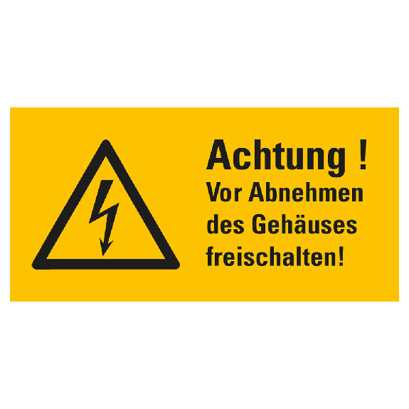 Kombi-Warnschild Achtung! Vor Abnehmen des..., Folie, selbstklebend, 37x74mm-Beschreibung lesen