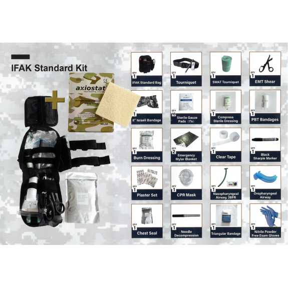 Kit de Premiers Secours Individuel IFAK Standard - Camouflage 5 Couleurs, Système Molle Kit de Premiers Secours Individuel IFAK Standard - Camouflage 5 Couleurs, Système Molle-Lire la description
