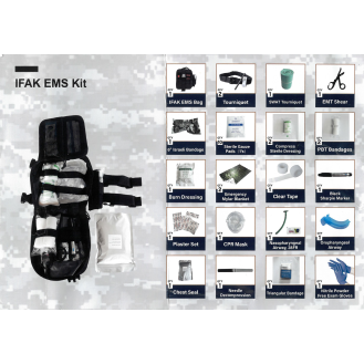 IFAK EMS Kit de Premiers Secours Individuel - Camouflage 5 Couleurs, Système Molle-Lire la description