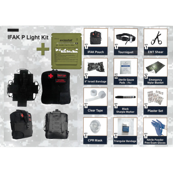 IFAK P Light Kit de Premiers Secours Individuel - Couleur Noire, Système Molle IFAK P Light Kit de Premiers Secours Individuel - Couleur Noire, Système Molle-Lire la description