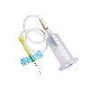 Palomilla de seguridad premontada con aguja 23G 3/4, 18 cm, 25 Unds