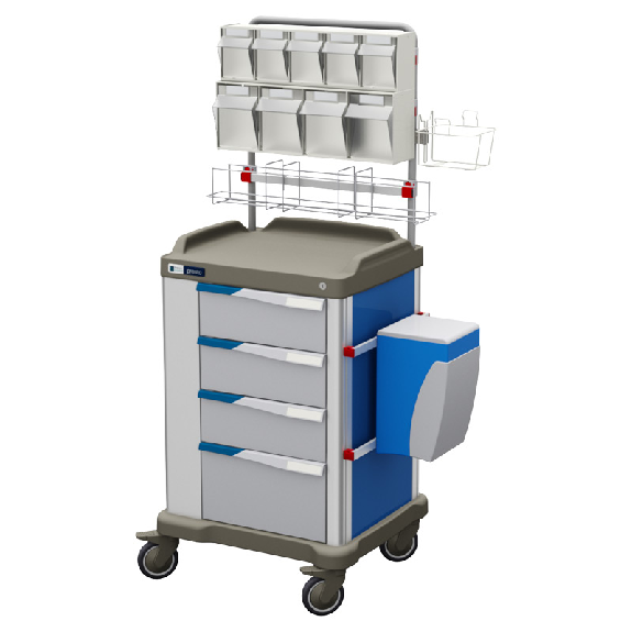 Carrello Terapia Presto Medium 4 Cassetti e Sopralzo Accessoriato-Leggi tutto