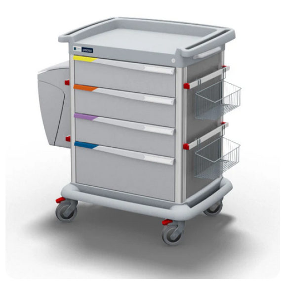 Carrello terapia 4 cassetti con ruote gemellari-Leggi tutto