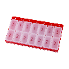 Pastillero semanal
2 tomas diarias en cada uno. 
Color: azul y rojo
Dimensión Pastillero:
174 x 93 x 20 mm
Dimensión pastillero extraíble:
24 x 77 x 17 mm
Dimensión compartimento:
20 x 36 x 16 mm