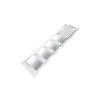 Bandeja de distribución diaria de medicamentos con 19 dispensadores. Dimensión bandeja: 440 x 340 mm Dimensión de dispensador individual:
222 x 68 x 15 mm Dimensión compartimento: 43 x 25 x 15 mm