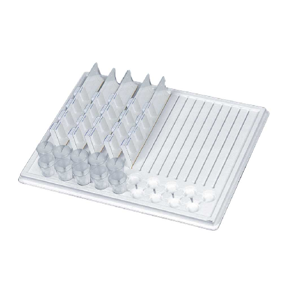 Bandeja de distribución diaria de medicamentos con 19 dispensadores. Dimensión bandeja: 440 x 340 mm Dimensión de dispensador individual:
222 x 68 x 15 mm Dimensión compartimento: 43 x 25 x 15 mm-Leer más
