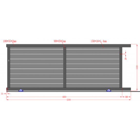 Portail Aluminium Coulissant RAL7016 L4mxH1,60m TOKYO-Lire la description