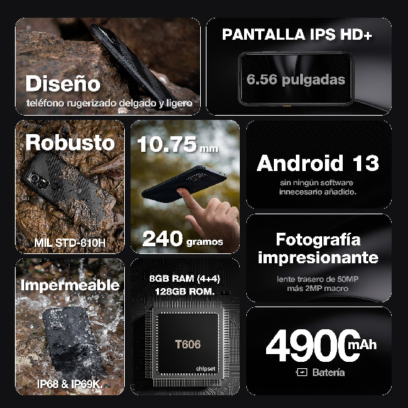 Smartphone robusto IP 68 con pantalla de 6.5"-Leer más