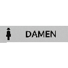 Kombi-Türschild Damen Toiletten, Pikto/Text, Aluminium, selbstklebend, 160x40mm