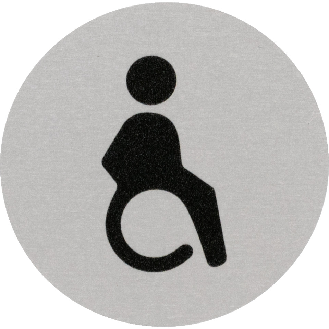 Türschild Piktogramm Behinderten-Toilette, Aluminium, selbstklebend, Ø 60mm-Beschreibung lesen