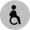 Türschild Piktogramm Behinderten-Toilette, Aluminium, selbstklebend, Ø 60mm