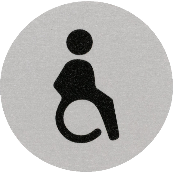 Türschild Piktogramm Behinderten-Toilette, Aluminium, selbstklebend, Ø 60mm-Beschreibung lesen
