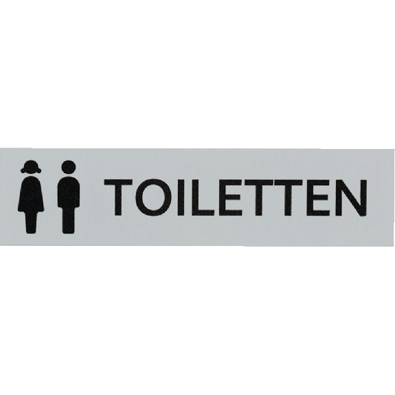 Kombi-Türschild Damen/Herren Toiletten, Pikto/Text, Aluminium, selbstklebend, 160x40mm-Beschreibung lesen