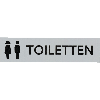 Kombi-Türschild Damen/Herren Toiletten, Pikto/Text, Aluminium, selbstklebend, 160x40mm