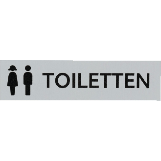Kombi-Türschild Damen/Herren Toiletten, Pikto/Text, Aluminium, selbstklebend, 160x40mm-Beschreibung lesen