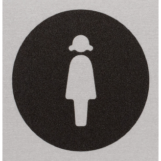 Türschild Piktogramm Damen-Toilette, Aluminium, selbstklebend, 80x80mm-Beschreibung lesen